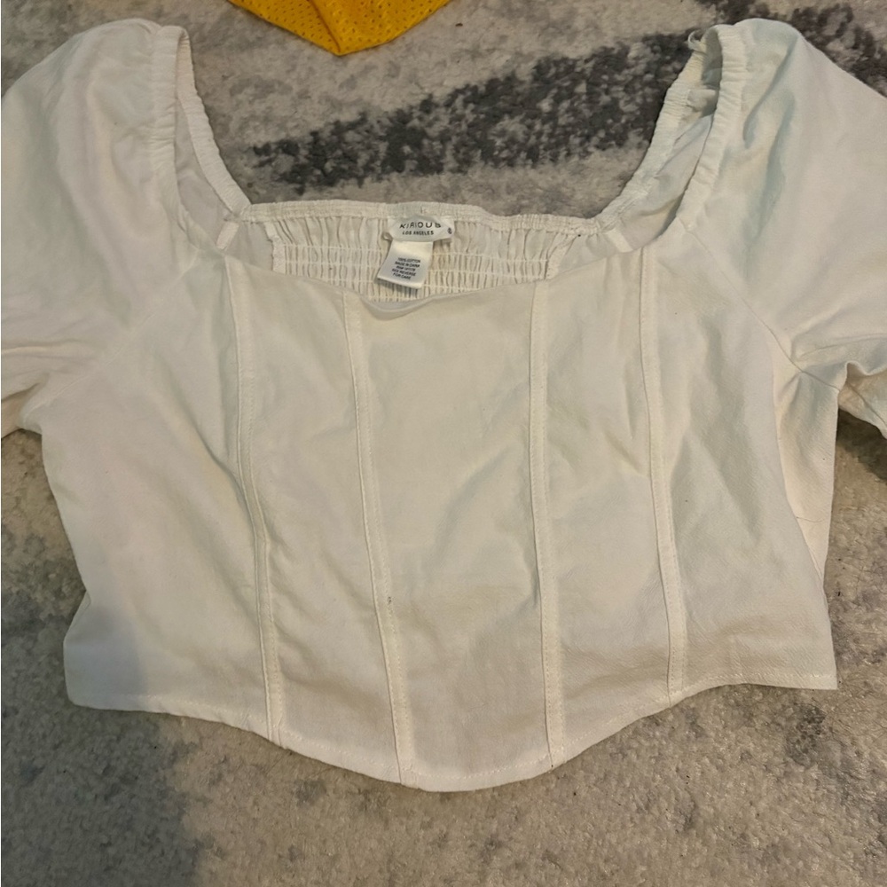 Corset White Crop Top long sleeve